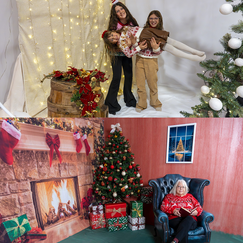Ponte dell'Immacolata a Valle di Assisi Bambini e anziana in ambienti natalizi per mini sessioni fotografiche